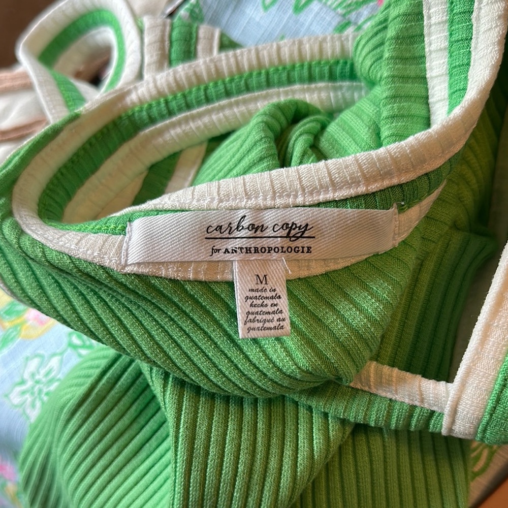 Carbon Copy by Anthropologie Green Ribbed Women's Racerback Tank Top - Picture 3 of 3
